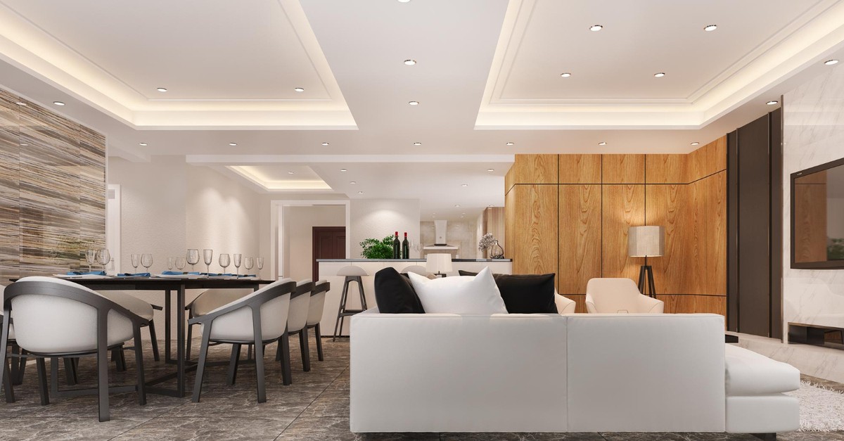 Illuminazione controsoffitto in salotto