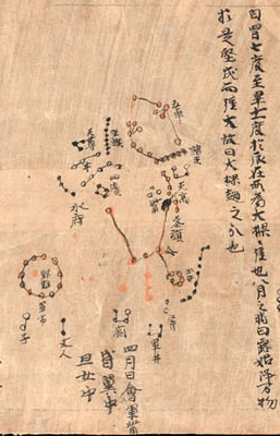 La costellazione di Orione raffigurata sulla mappa celeste di Dunhuang