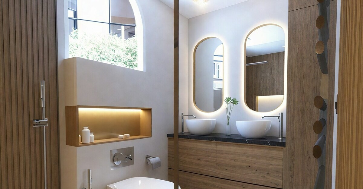 Due specchi retroilluminati per doppio lavabo