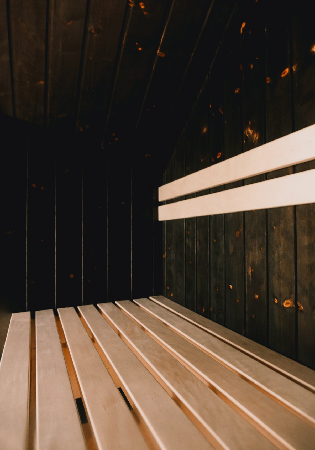 Per rilassarsi, la sauna dispone di una panca fissa in legno da utilizzare prima del bagno freddo