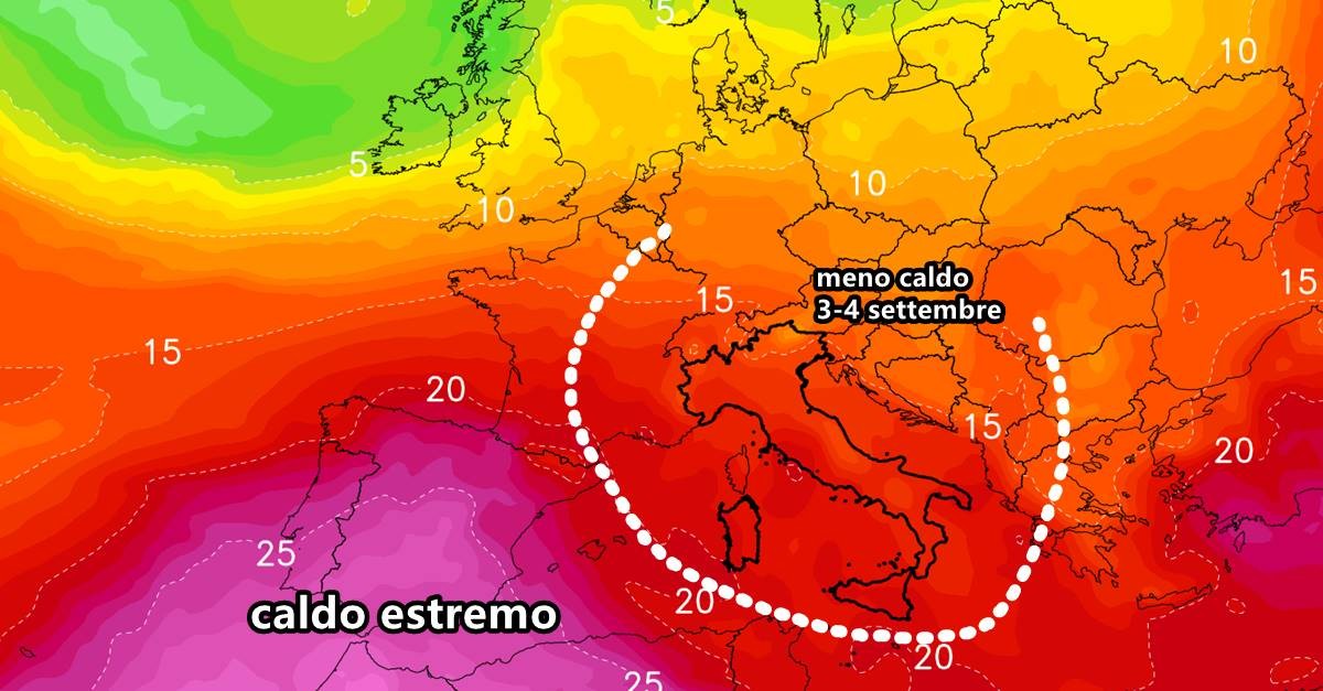 Calo delle temperature in Italia, leggero, tra 3 e 4 settembre