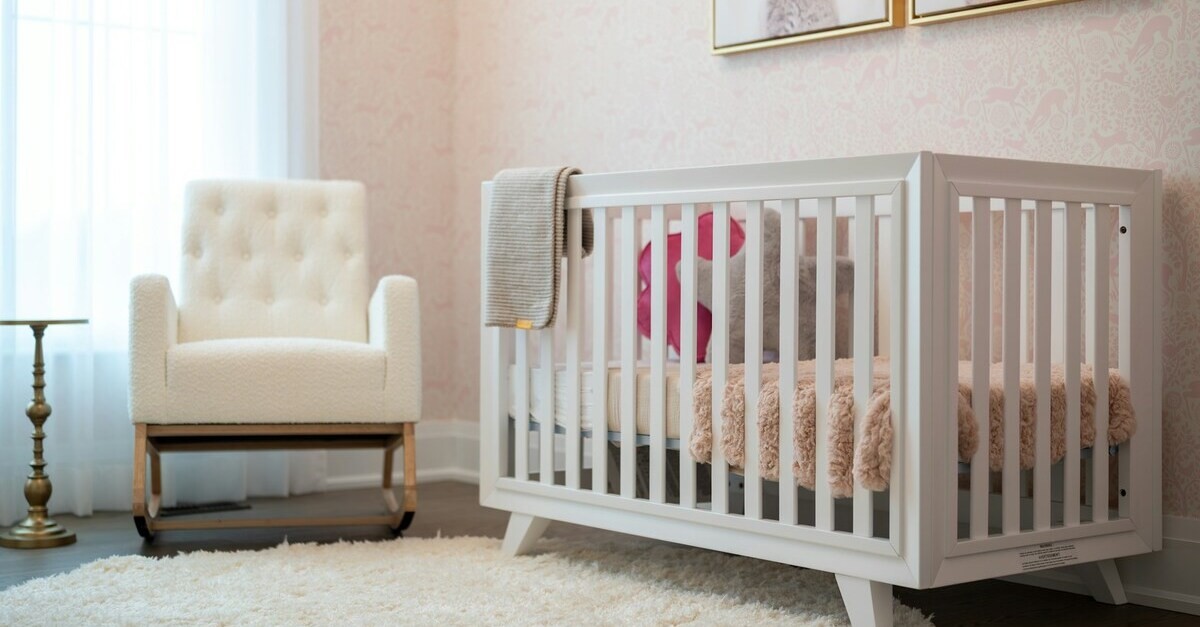 Poltrona bianca accanto a letto del bebé