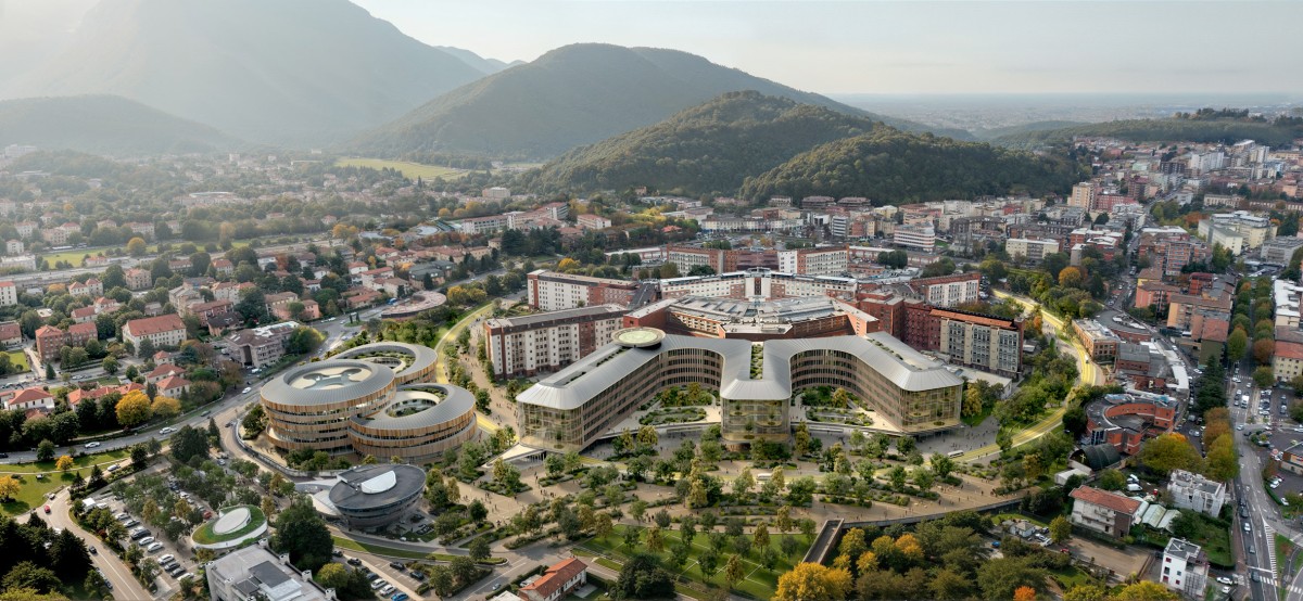 Attorno al complesso sorgerà un parco lungo 1 km, concepito come un anello verde