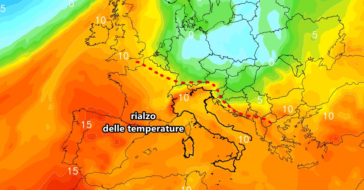 Rialzo delle temperature tra 14 e 16 ottobre
