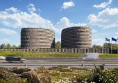 Il complesso è formato da due torri ovali in granito