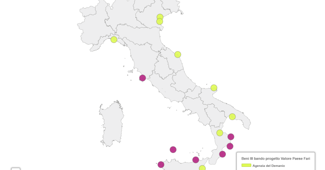 Valore Paese fari 2017, la mappa dei beni compresi nel III bando