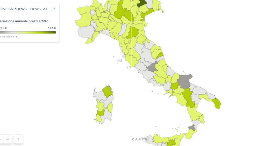 Canoni di locazione in moderato aumento nel 2018 (+0,6%). La mappa delle province