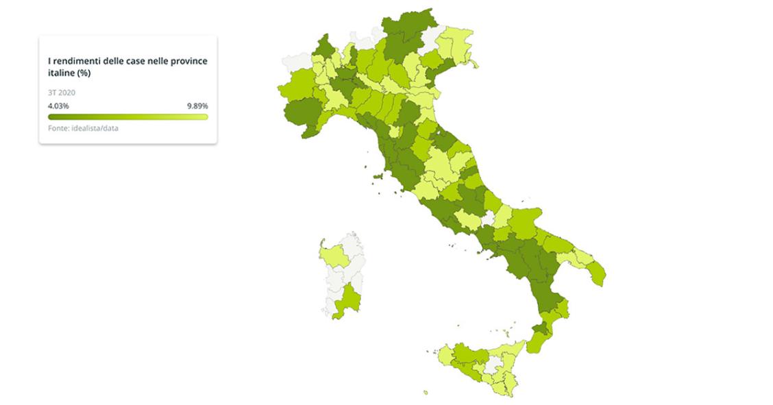 Rendimento delle case in affitto: la mappa delle province italiane