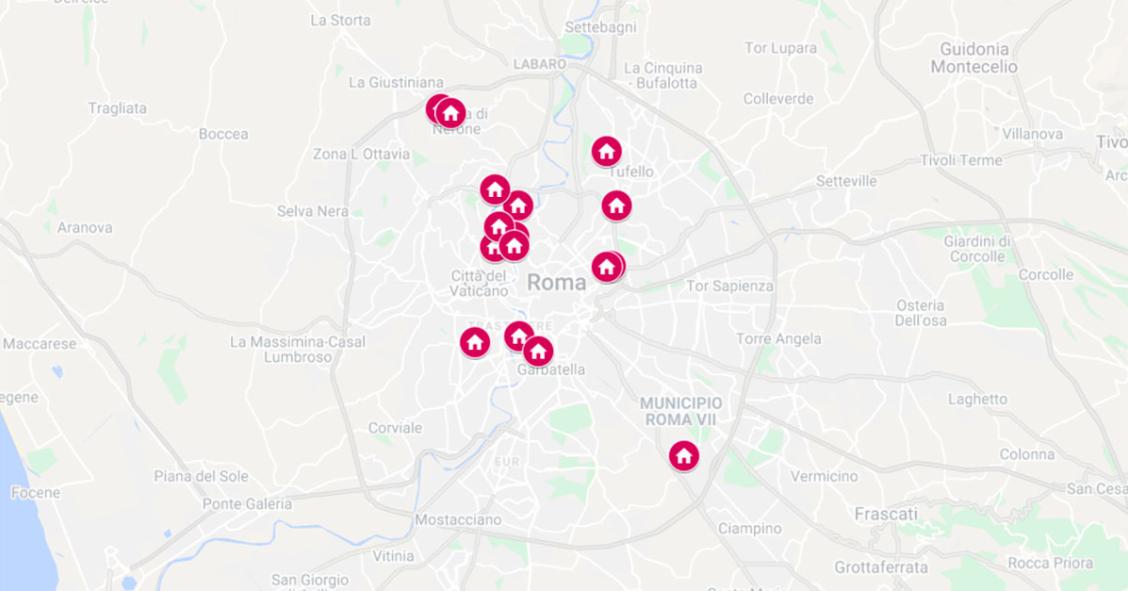 La mappa degli immobili dell’Ater a Roma all’asta a ottobre 2021