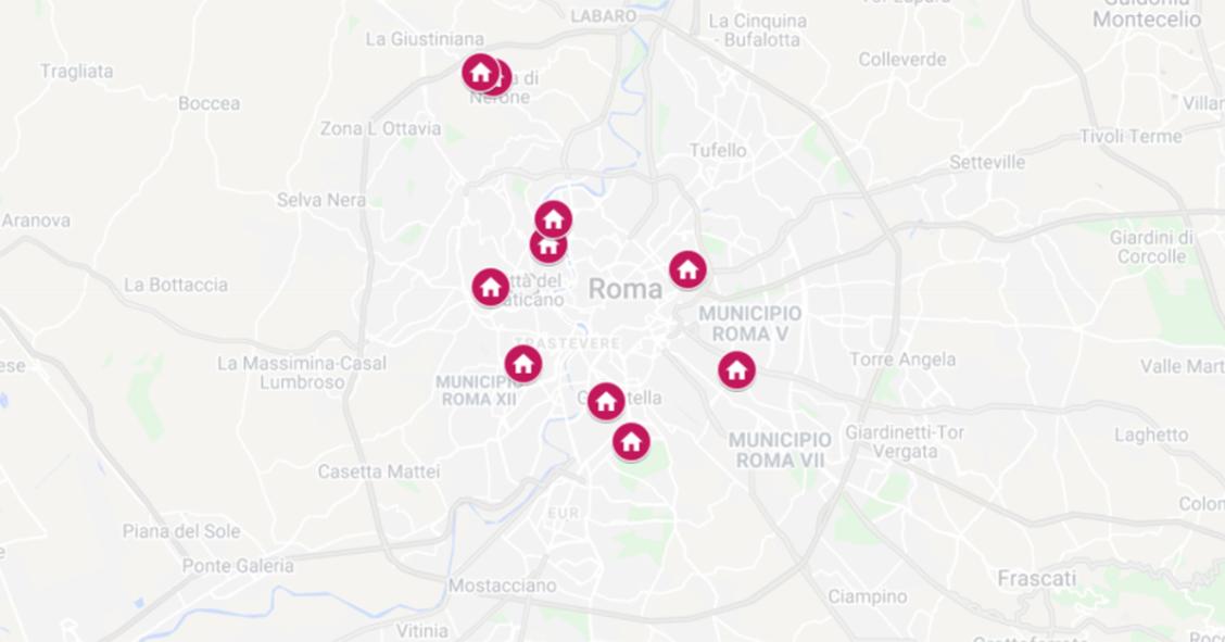 La mappa degli immobili dell’Ater a Roma all’asta a gennaio 2022