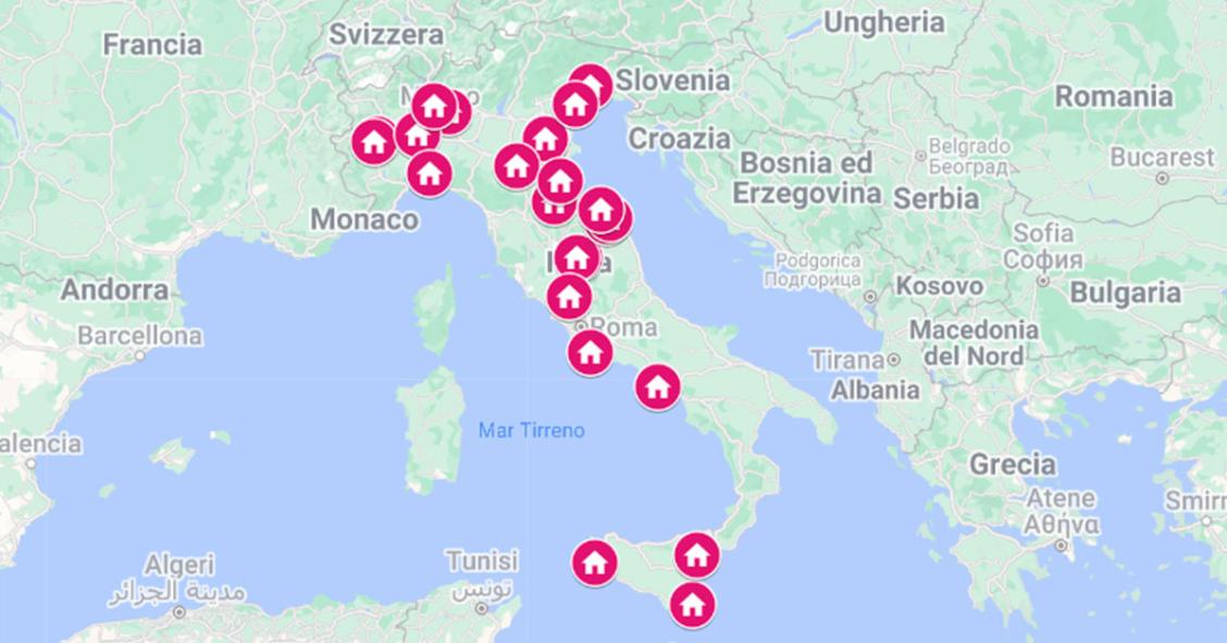 La mappa degli immobili all’asta di Medici Senza Frontiere, Unicef e altri Enti Morali