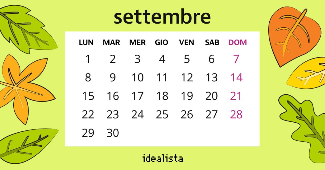 calendario settembre 2025
