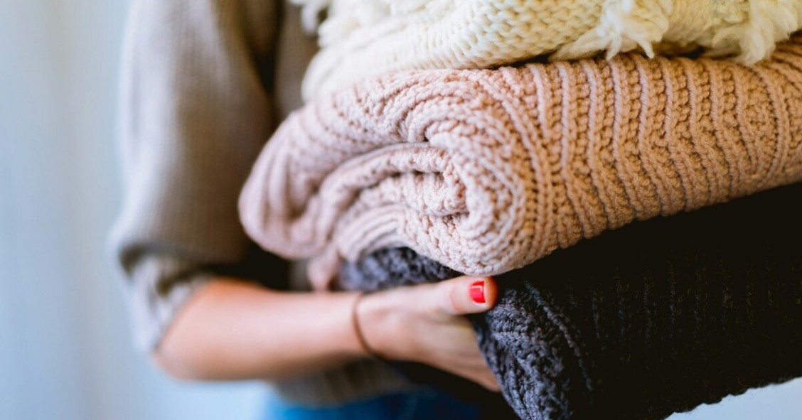 Una serie di coperte di lana perfettamente asciutte Una serie di coperte di lana perfettamente asciutte