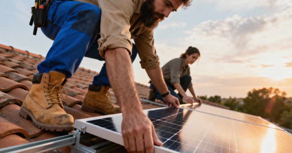 Installazione di pannelli solari sul tetto