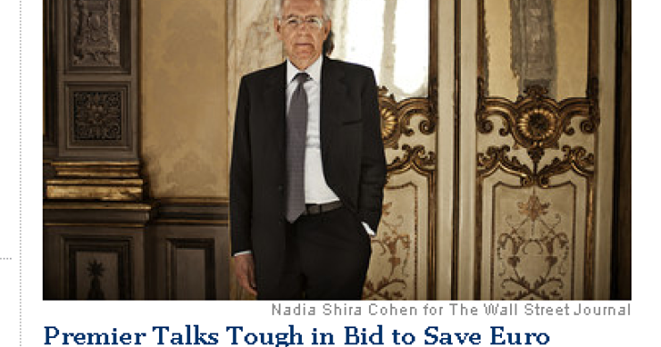 Monti al wall street journal: con berlusconi spread a 1200. Ma intanto il pil crolla