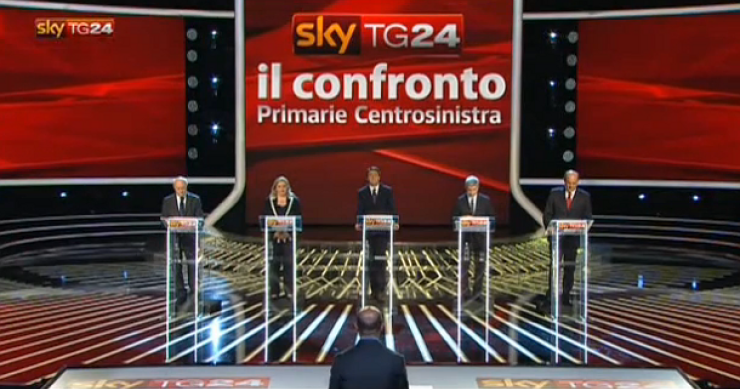 un momento del confronto tra i candidati alle primarie Primarie del centrosinistra, cosa pensano i candidati dell'imu (video)