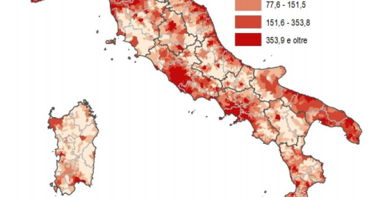 Immagine del giorno: la densità abitativa in Italia