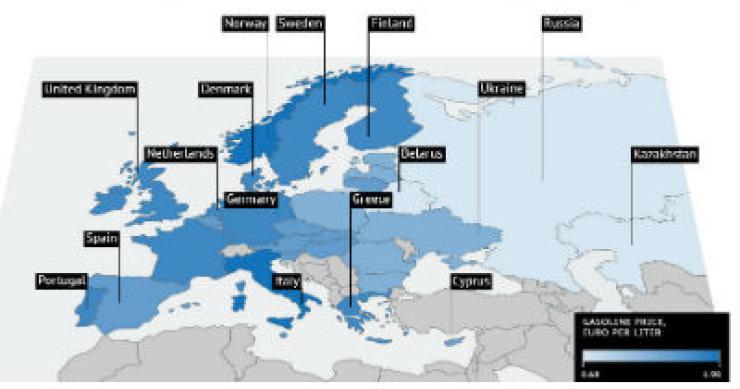 Un'europa, 30 benzine e quella italiana è la più cara dell'euro (grafico)