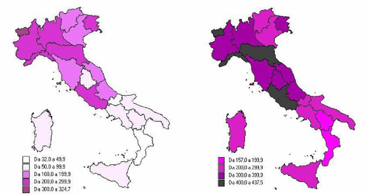 Immagine del giorno: la mappa regionale delle separazioni in Italia