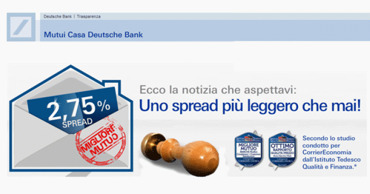 Deutsche bank, il miglior mutuo casa a uno spread più leggero che mai