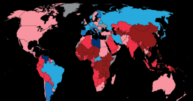 Immagine del giorno: la mappa mondiale della crescita economica nel 2014