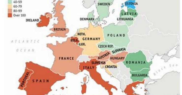 Immagine del giorno: il debito pubblico nei paesi europei