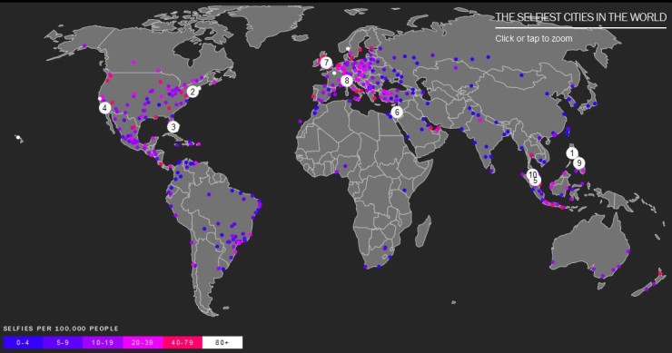 Immagine del giorno: Milano nella top ten delle città più "selfie" del mondo
