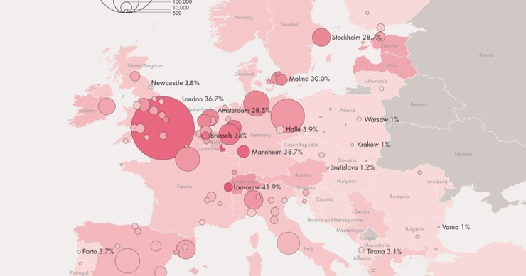 Immagine del giorno: le città con più stranieri