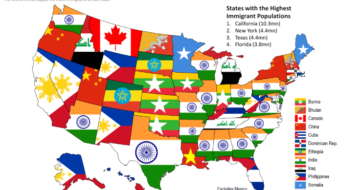 Immagine del giorno: La mappa dell'immigrazione negli Stati Uniti