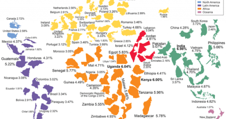 Immagine del giorno: La mappa della crescita mondiale nei prossimi 10 anni