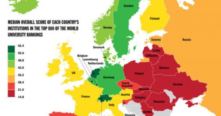 Immagine del giorno: Ranking dei Paesi europei con le migliori università