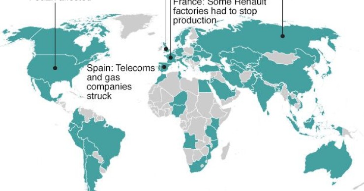 Immagine del giorno: I primi Paesi colpiti dal cyber attack