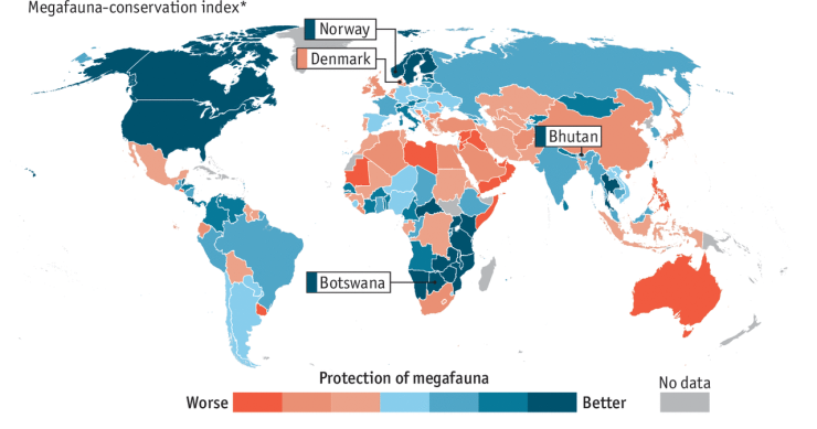 Immagine del giorno: I Paesi che rispettano di più la "megafauna"