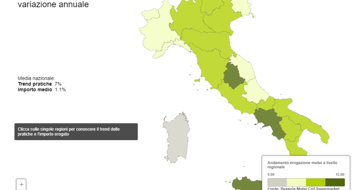 Dimmi dove vivi e ti dirò se ti daranno un mutuo, la mappa delle erogazioni nelle regioni italiane