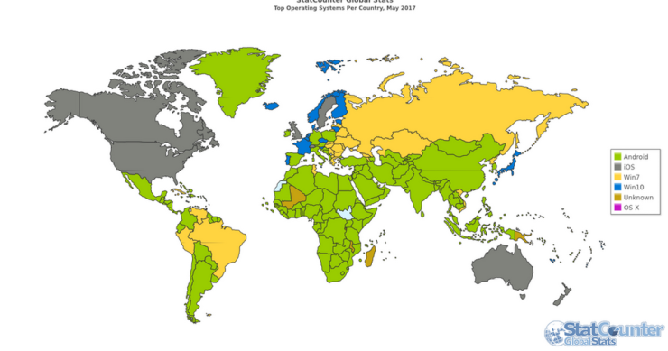 Immagine del giorno: La mappa mondiale di Android e iOS