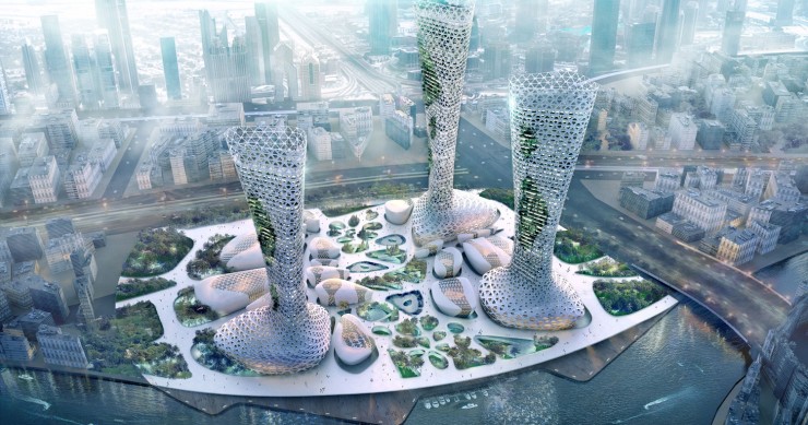 The Symbiotic Towers, tre grattacieli con cui mitigare il calore di Dubai