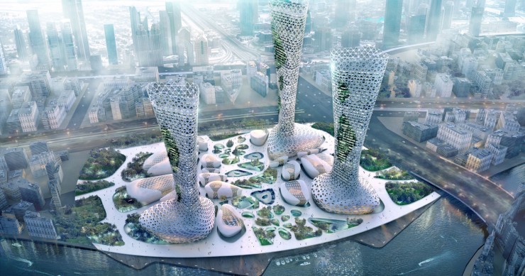 The Symbiotic Towers, tre grattacieli con cui mitigare il calore di Dubai