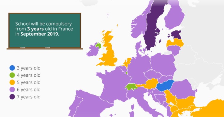 Immagine del giorno: A che età cominciano la scuola i bambini europei?