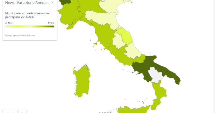 Mutui, la mappa delle erogazioni nelle diverse regioni italiane