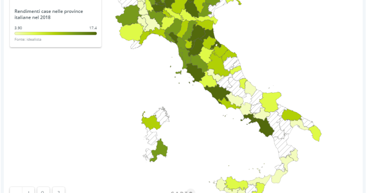 Rendimenti case ai massimi degli ultimi 4 anni. La mappa delle province