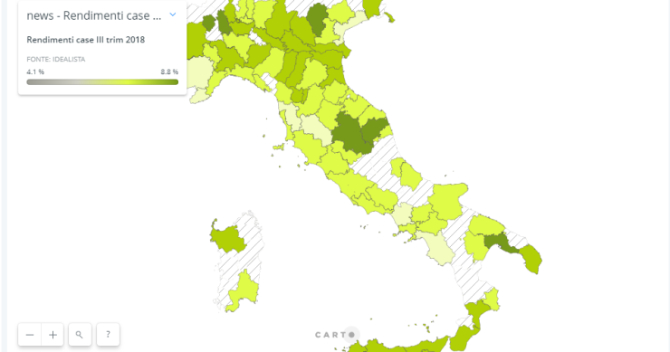 Quanto rende un immobile in affitto? La mappa dei rendimenti delle case