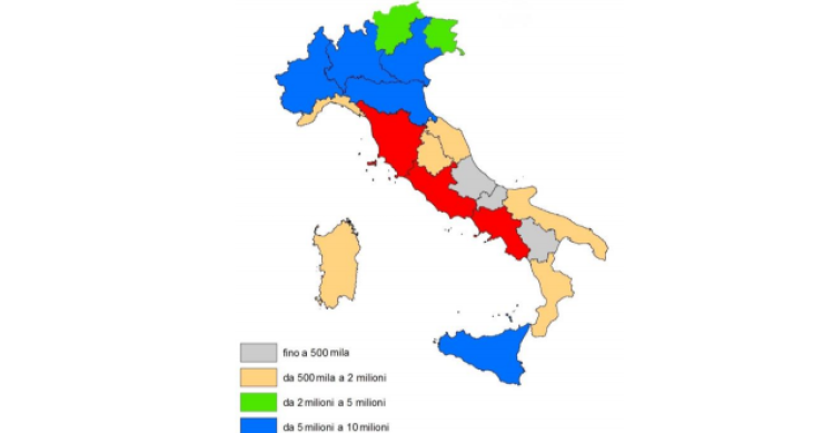 Immagine del giorno: visitatori dei musei e degli istituti similari per regione