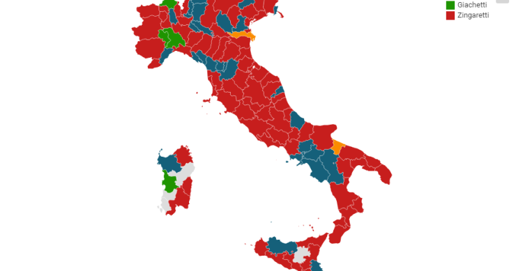 Immagine del giorno: Primarie PD, i risultati nella mappa del voto