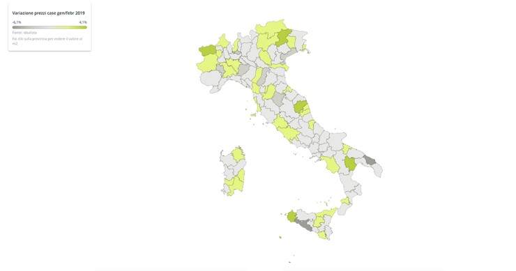 Il prezzo al metro quadro degli immobili, la mappa dei valori nelle province