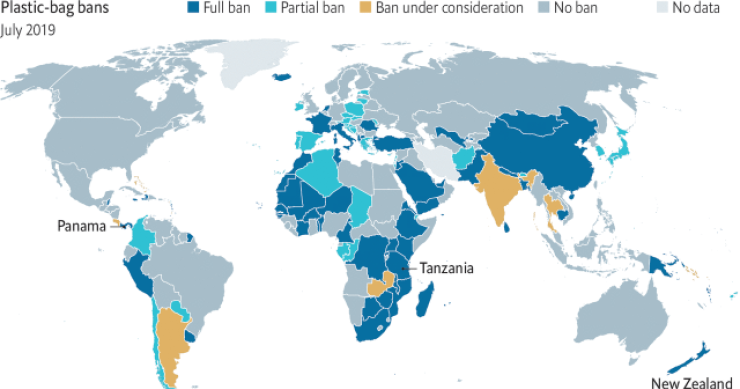I Paesi che hanno messo al bando le buste di plastica