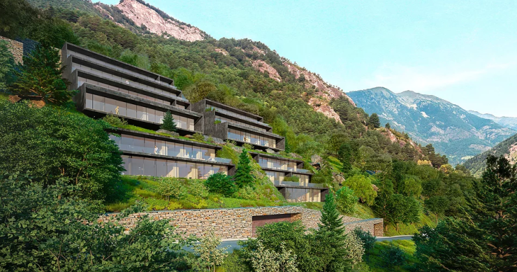 Queste spettacolari case progettate da Rafael de La-Hoz ad Andorra sembrano nascere dalla montagna