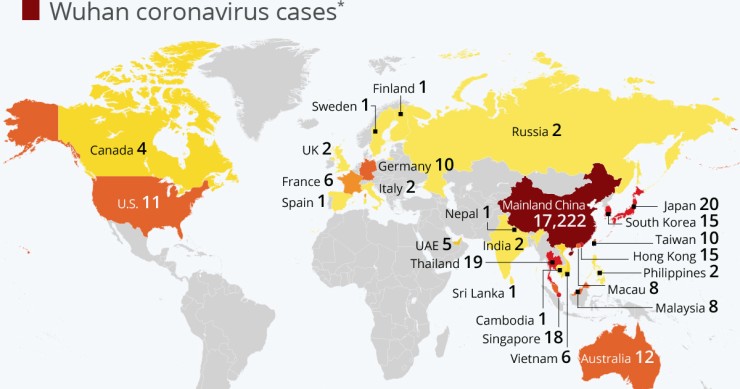 La mappa del coronavirus nel mondo