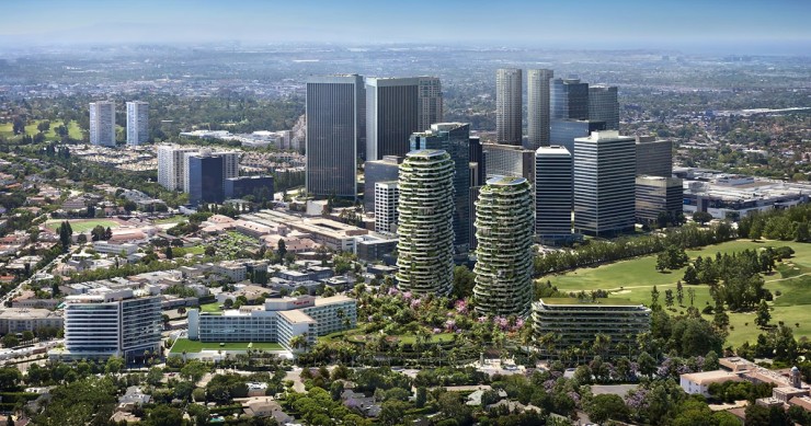 Il nuovo progetto di Norman Foster a Beverly Hills con grattacieli residenziali, hotel e giardino botanico
