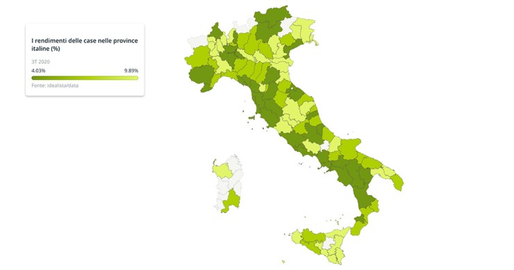 Rendimento delle case in affitto: la mappa delle province italiane