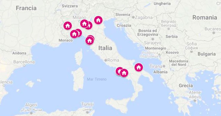 La mappa degli immobili dell'Inail all'asta a gennaio 2021